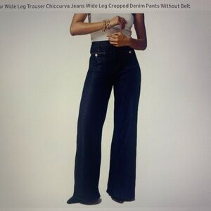 Women's Wide Leg Jeans - Dark Blue